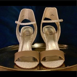 Tan and Snake Print Sandal Heels